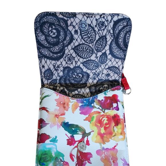 Carlos Santana Rose Floral Slim Flap Mini Crossbody Clutch Bangle Bag Purse - Picture 4 of 6